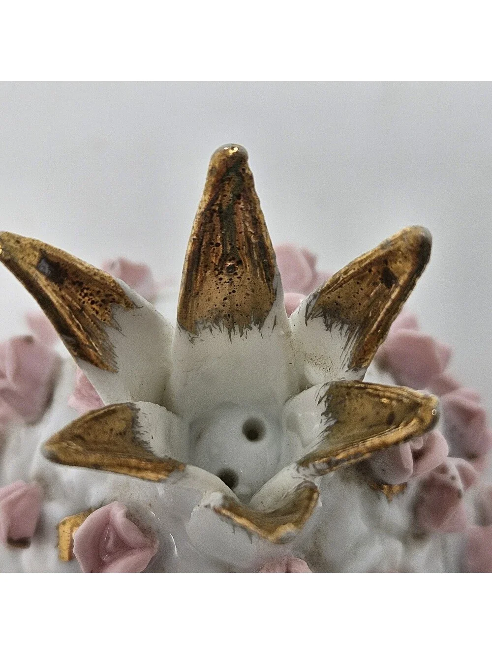 Vintage Lefton Japan Pineapple Shape Pink Rose Salt And Pepper Set Shakers
